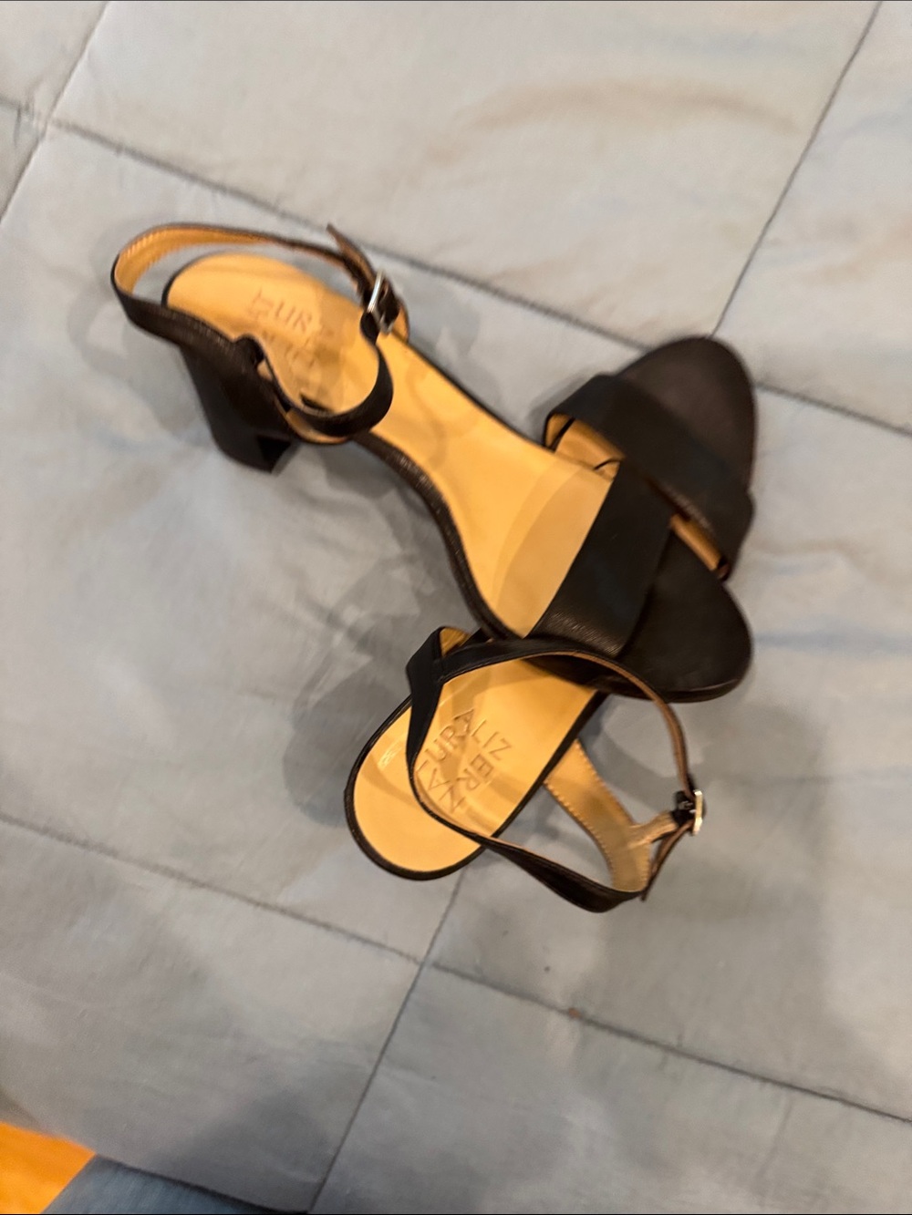 Naturalizer Bristol Black Ankle-Strap Open-Toe Block Heels - Picture 7 of 7